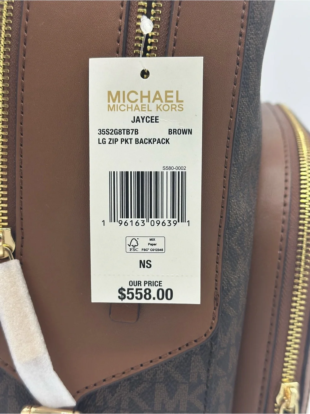 Michael Kors Brown and Tan Signature Logo Backpack